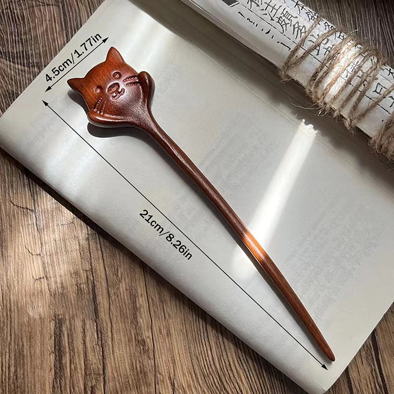 Handmade Sandalwood Hair Sticks & Forks – Carved Retro Style Hair Sticks & Forks SPOT