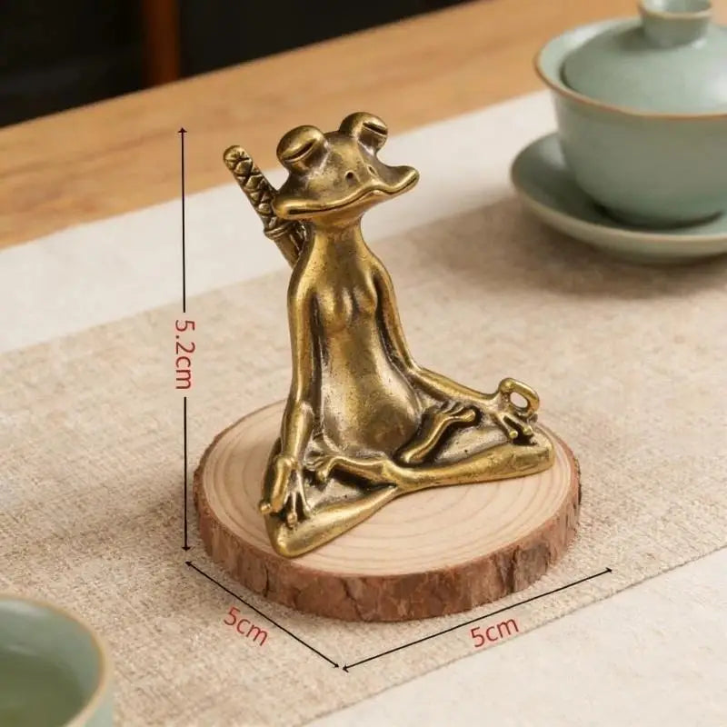 Zen Meditation Frog Statue – Antique Alloy Tea Table Decor Decorative Figurine SPOT