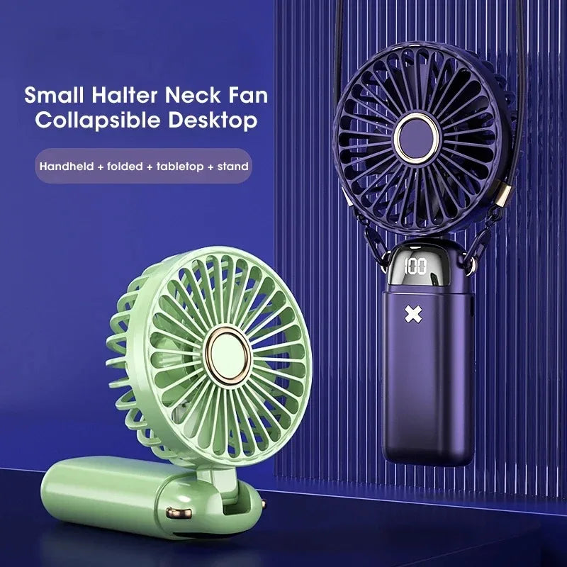 Portable Rechargeable Mini Fan – 3000mAh Foldable, LED Display Portable Mini Fan SPOT