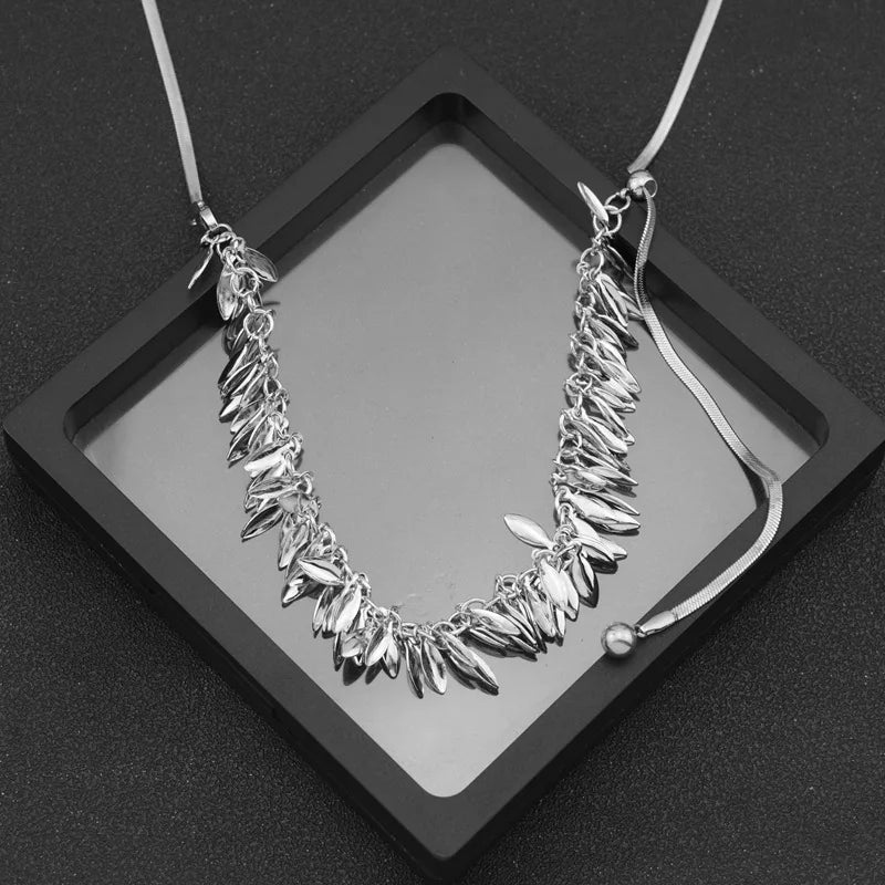 Tassel Wheat Leaf Sequins Choker Necklace – Snake Chain Choker Necklace SPOT