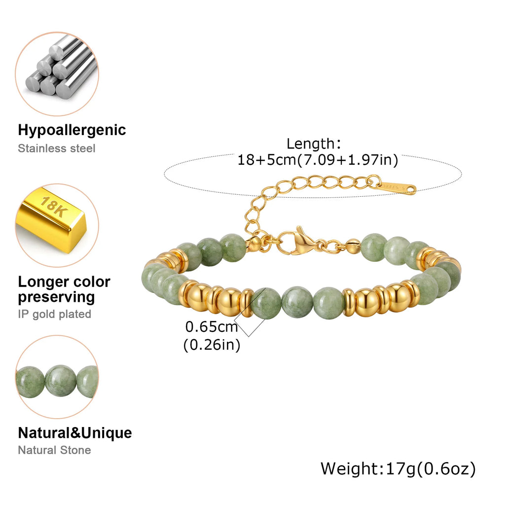 Meaeguet Natural Stone Beaded Bracelet – Women's Gold Charm Beaded Charm Bracelet SPOT Bracelet-BR-2742G02