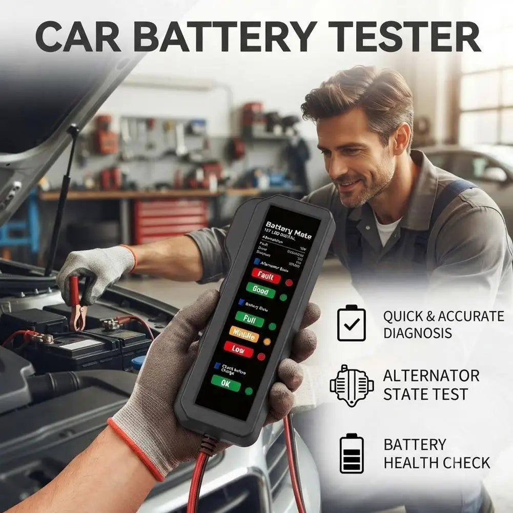 12V Car Battery & Alternator Tester – 6 LED Diagnostic Tool Automotive Diagnostic Tool SPOT