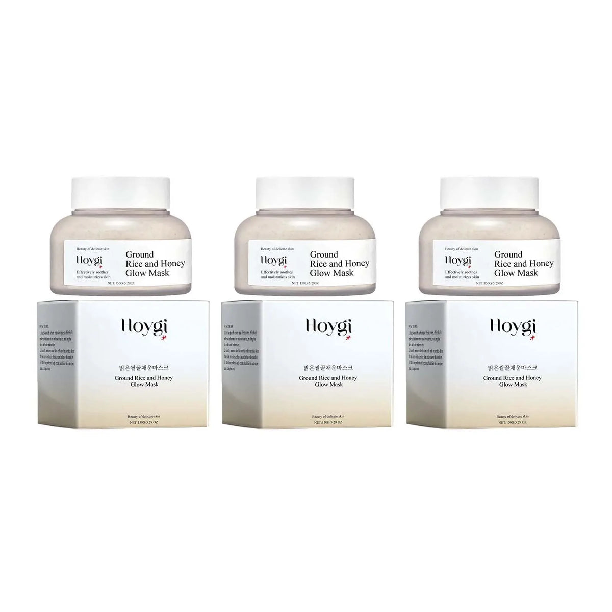 Hoygi Rice & Honey Face Mask – Hydrating & Brightening 150g Hydrating Face Mask SPOT 3 x 150g Boxed