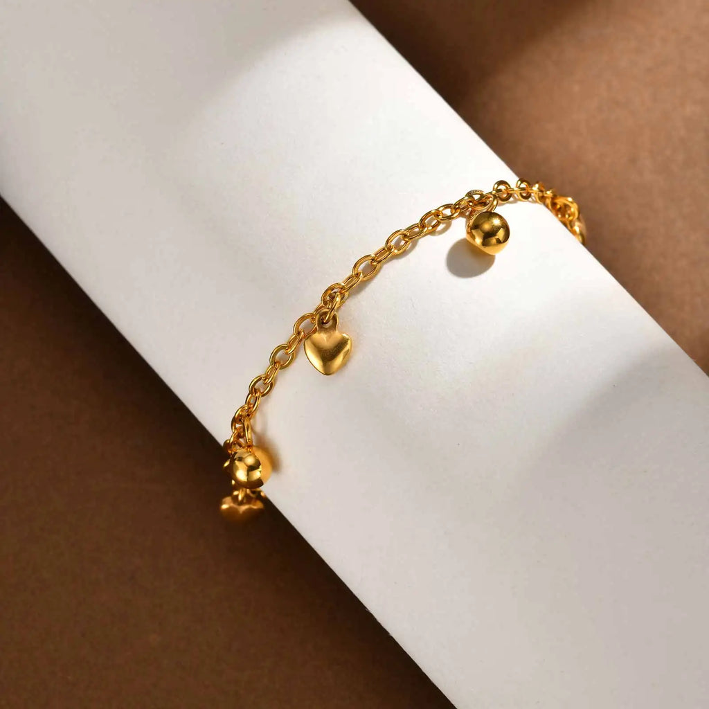 Multi Heart Charm Bracelet – Tarnish-Free Gold Steel Chain Charm Bracelet SPOT