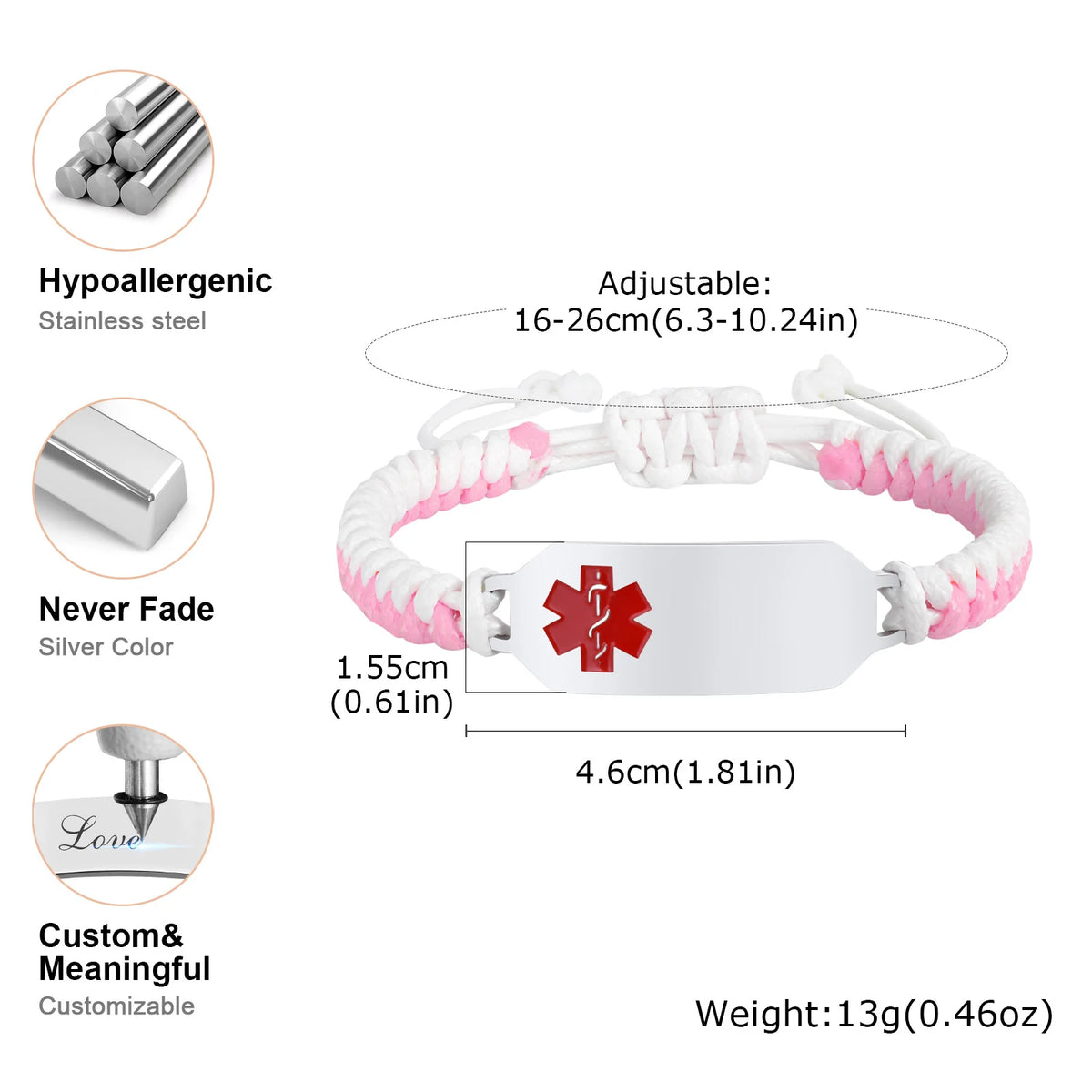 Personalized Medical Alert ID Bracelet – Free Engraving ID Bracelet SPOT