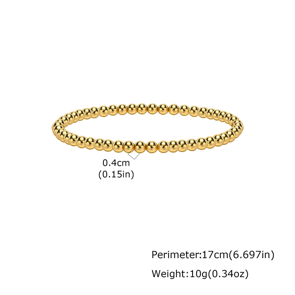Women's Gold Beaded Ball Bracelet – Stackable Stainless Steel Beaded Bracelet SPOT 4mm-BR-1386G-4