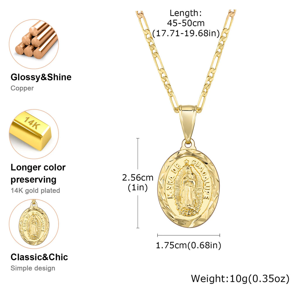 Cubic Zirconia Virgin Mary Guadalupe Necklace – Gold Pendant Necklace SPOT