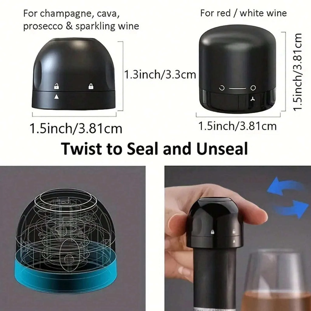 Spin-Lock Wine & Champagne Bottle Stopper – Leak-Proof Wine Bottle Stopper SPOT