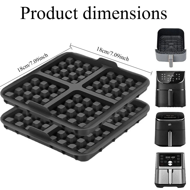Square Silicone Waffle Mold for Air Fryer – Non-Stick, 4–7QT Silicone Baking Mold SPOT