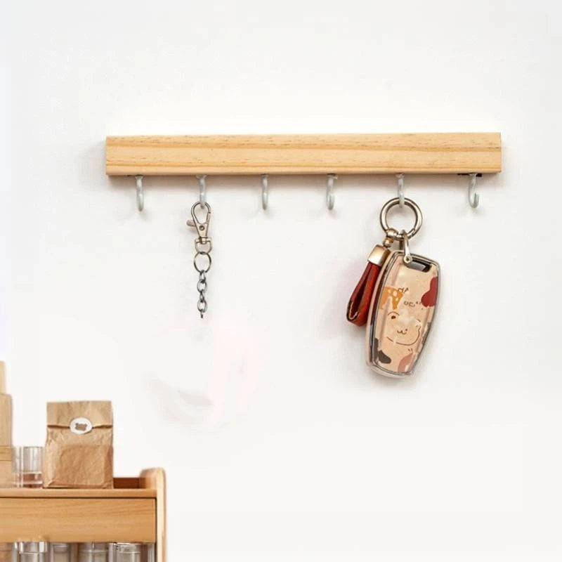 Wooden Wall-Mounted Hook Rack – 6 Hooks, Kids Cartoon Design Wall Hook Rack SPOT