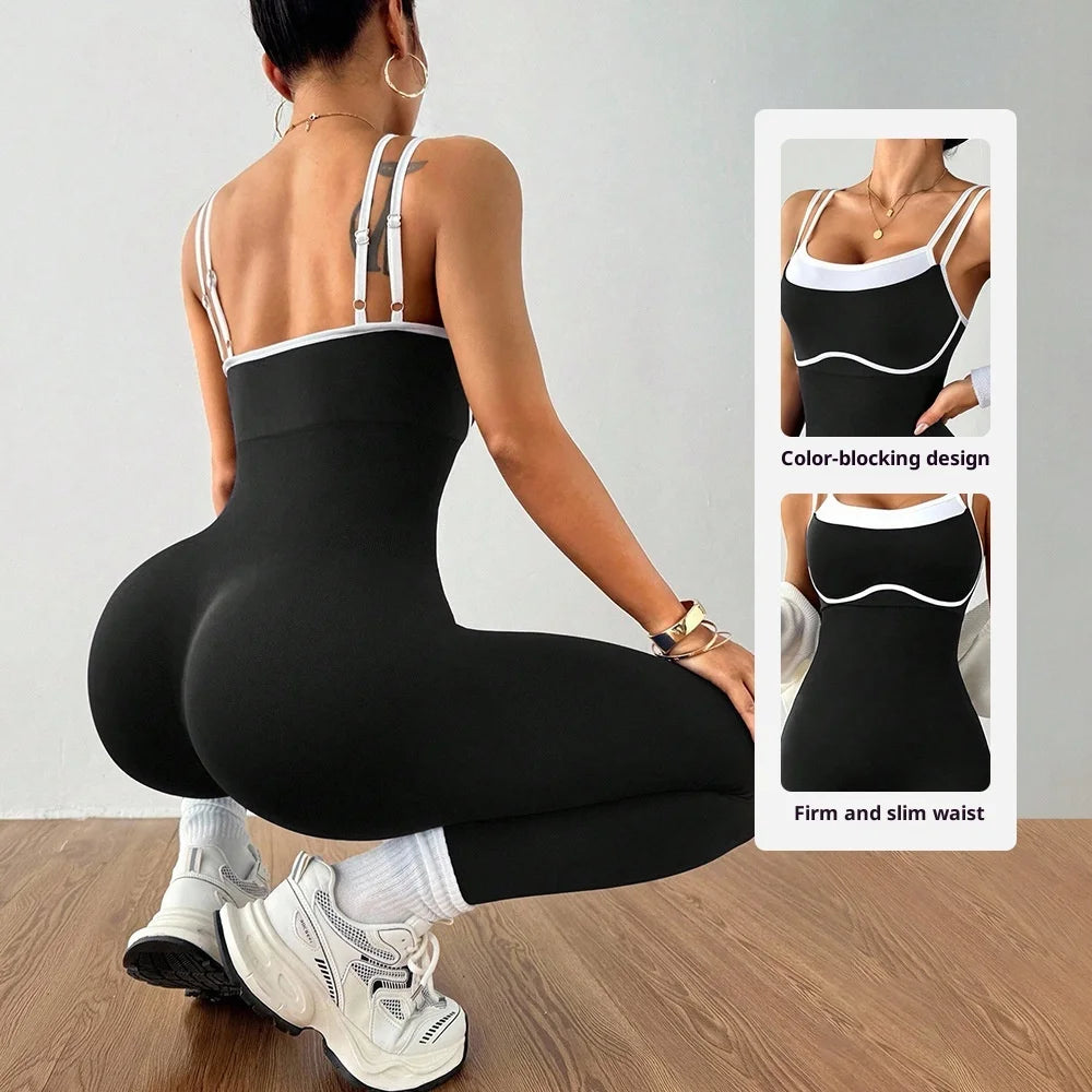 Women's One-Piece Yoga Jumpsuit with Pads – Slim Fit Yoga Jumpsuit SPOT