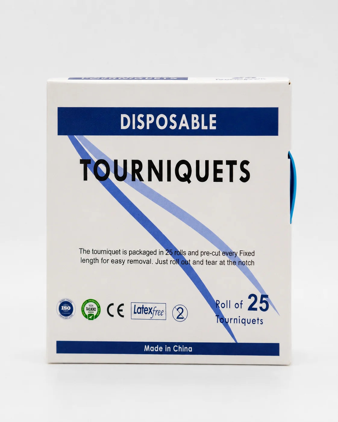 Disposable TPE Tourniquet 25-Pack – First Aid Elastic Strap Disposable Tourniquet SPOT