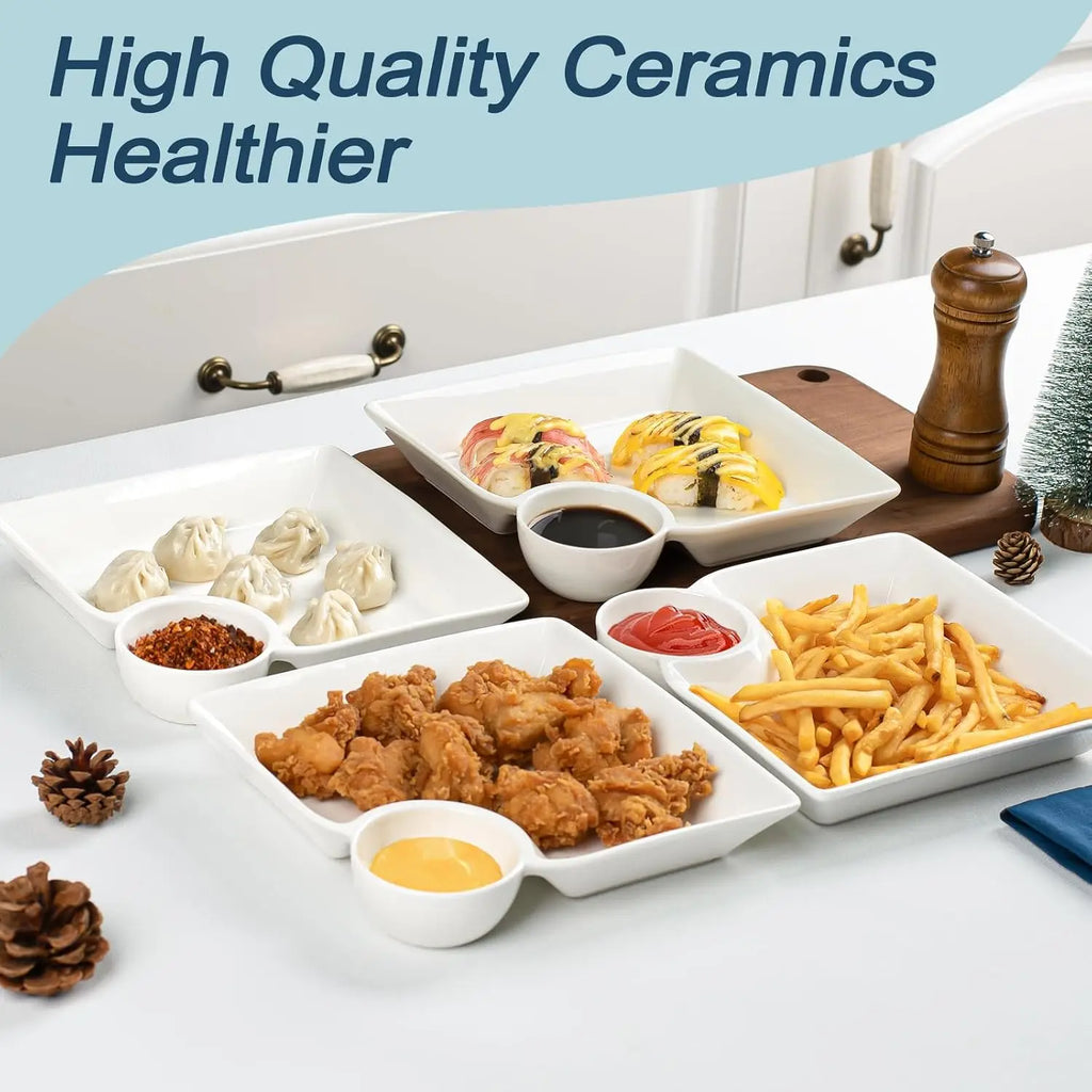 Nordic Dumpling Plate with Dipping Sauce Compartment | Serving Tray Serving Tray Plate SPOT