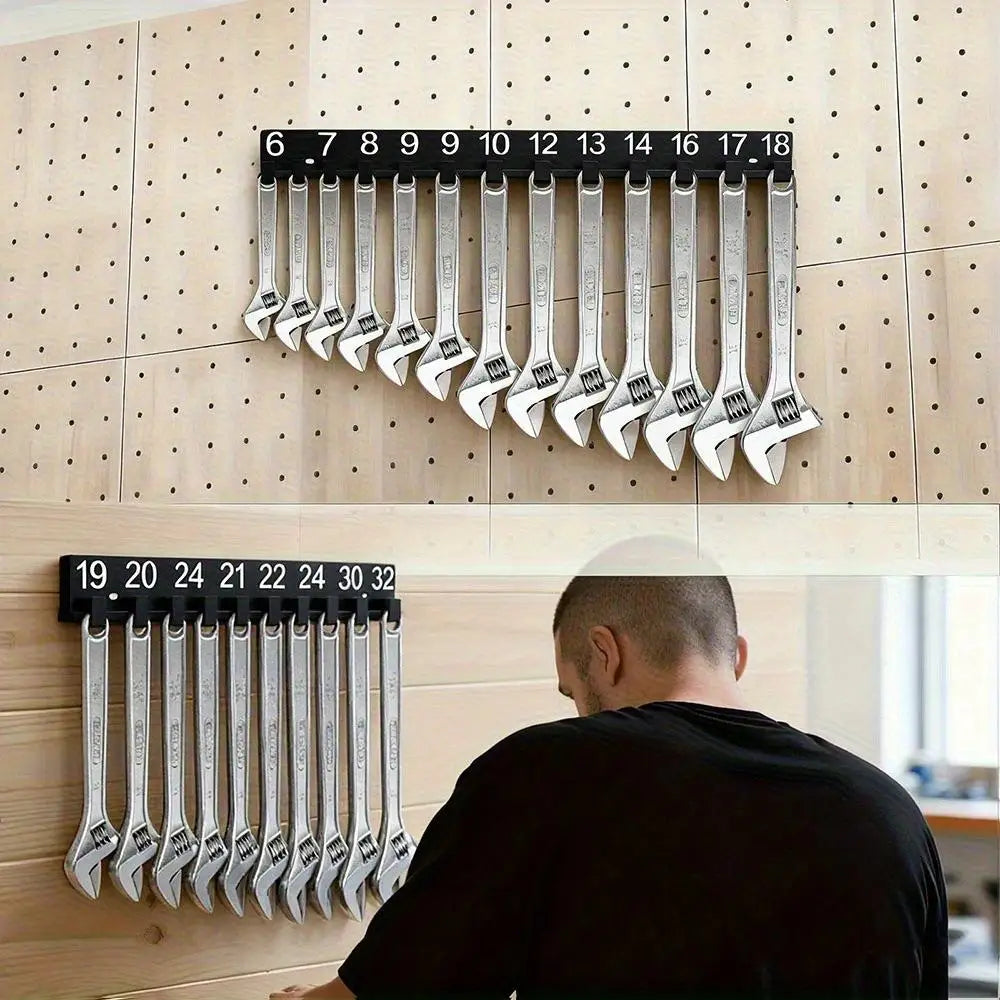 Wall-Mounted Wrench Organizer Rack – Numbered Steel Tool Holder Tool Organizer Rack SPOT