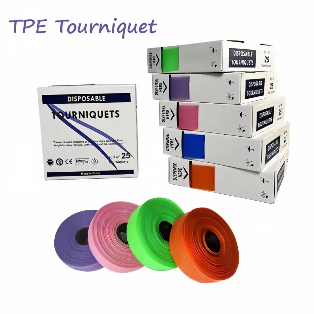 25-Pack Disposable TPE Tourniquet Straps – Emergency First Aid Band Disposable Tourniquet SPOT