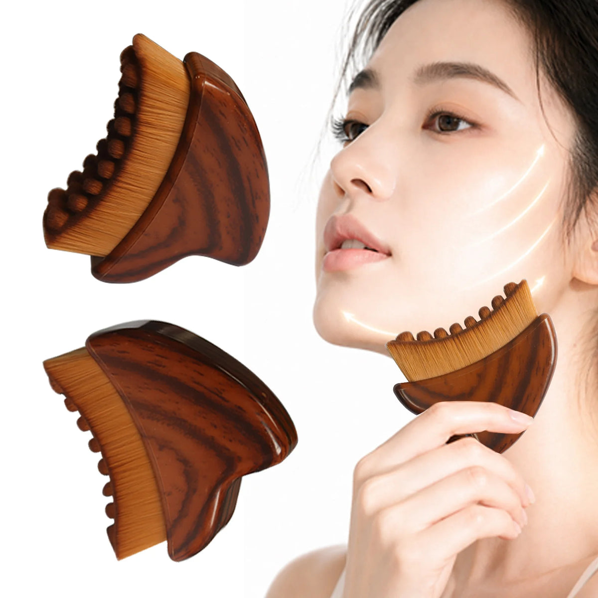 2-Pack Ultra-Soft Face Contour Brush & Massage Tool Set Face Massage Brush SPOT