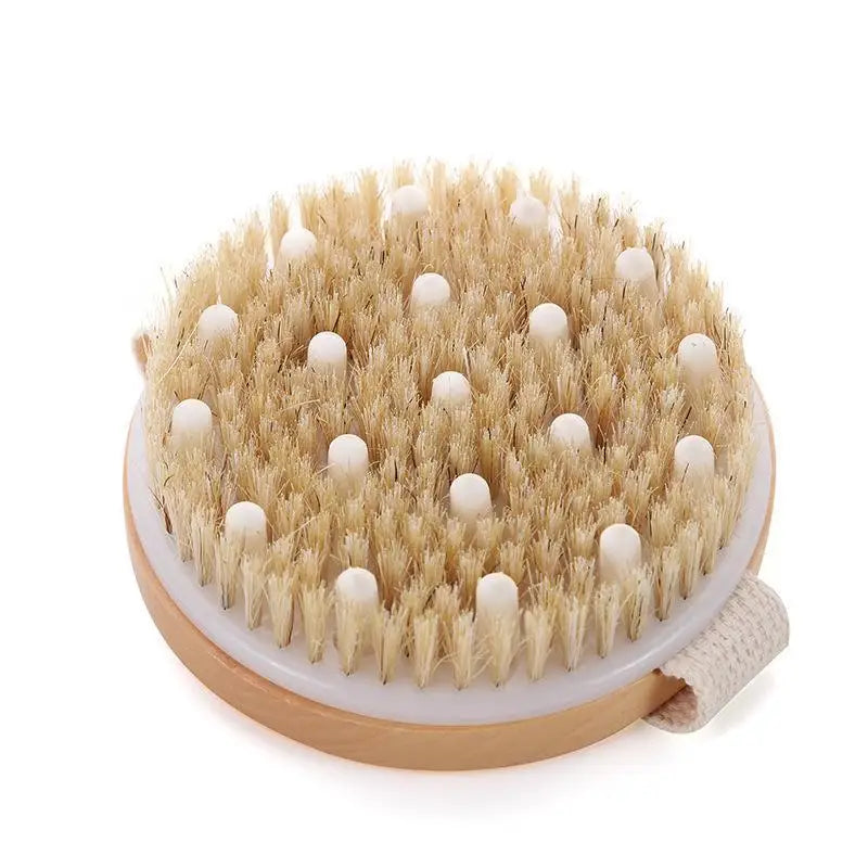 Wooden Long Handle Bath Brush – Natural Boar Bristles Body Bath Brush SPOT A4