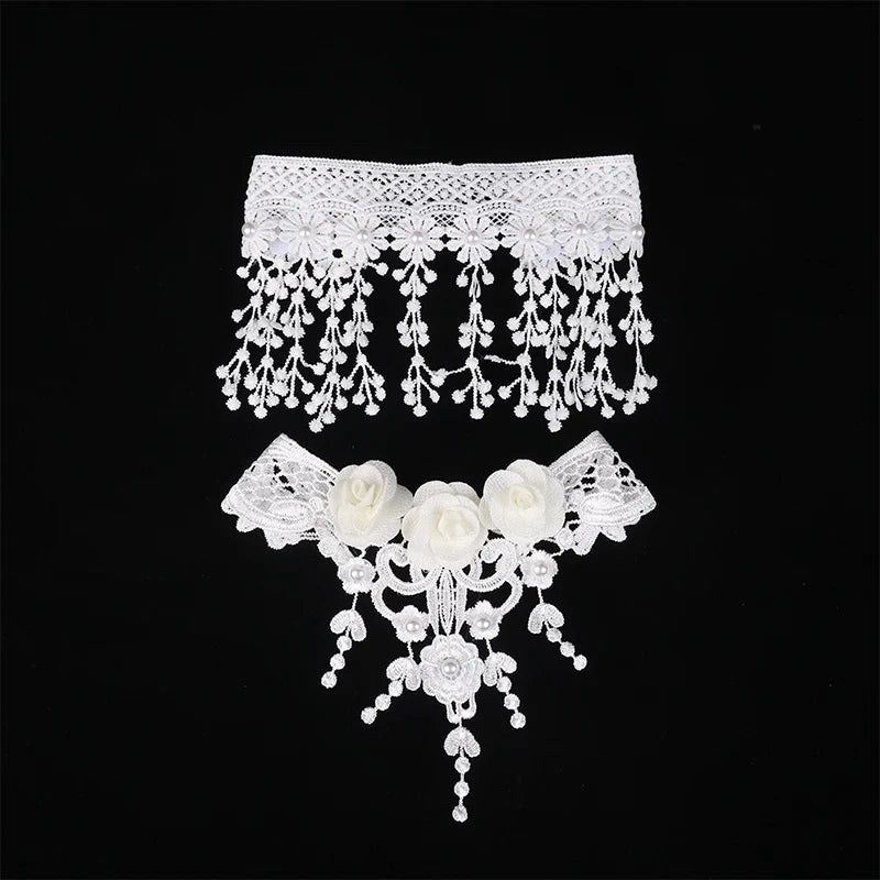 Gothic Lace Choker Necklace – Black Crystal Pendant Boho Jewelry Choker Necklace SPOT