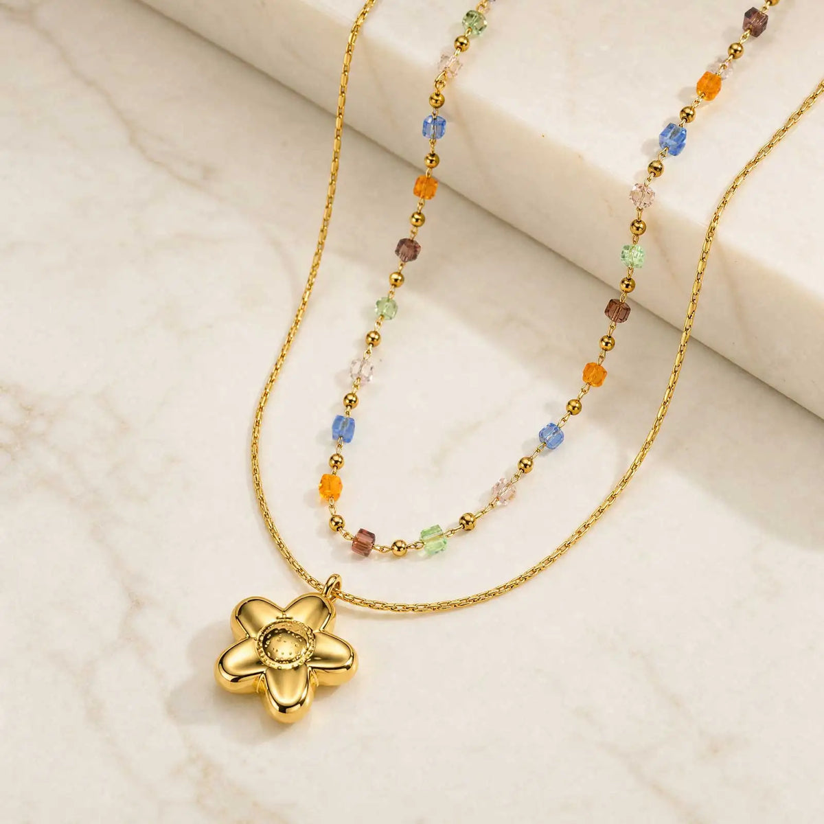 18K Gold Flower Pendant Necklace – Dainty Floral Charm Women Pendant Necklace SPOT