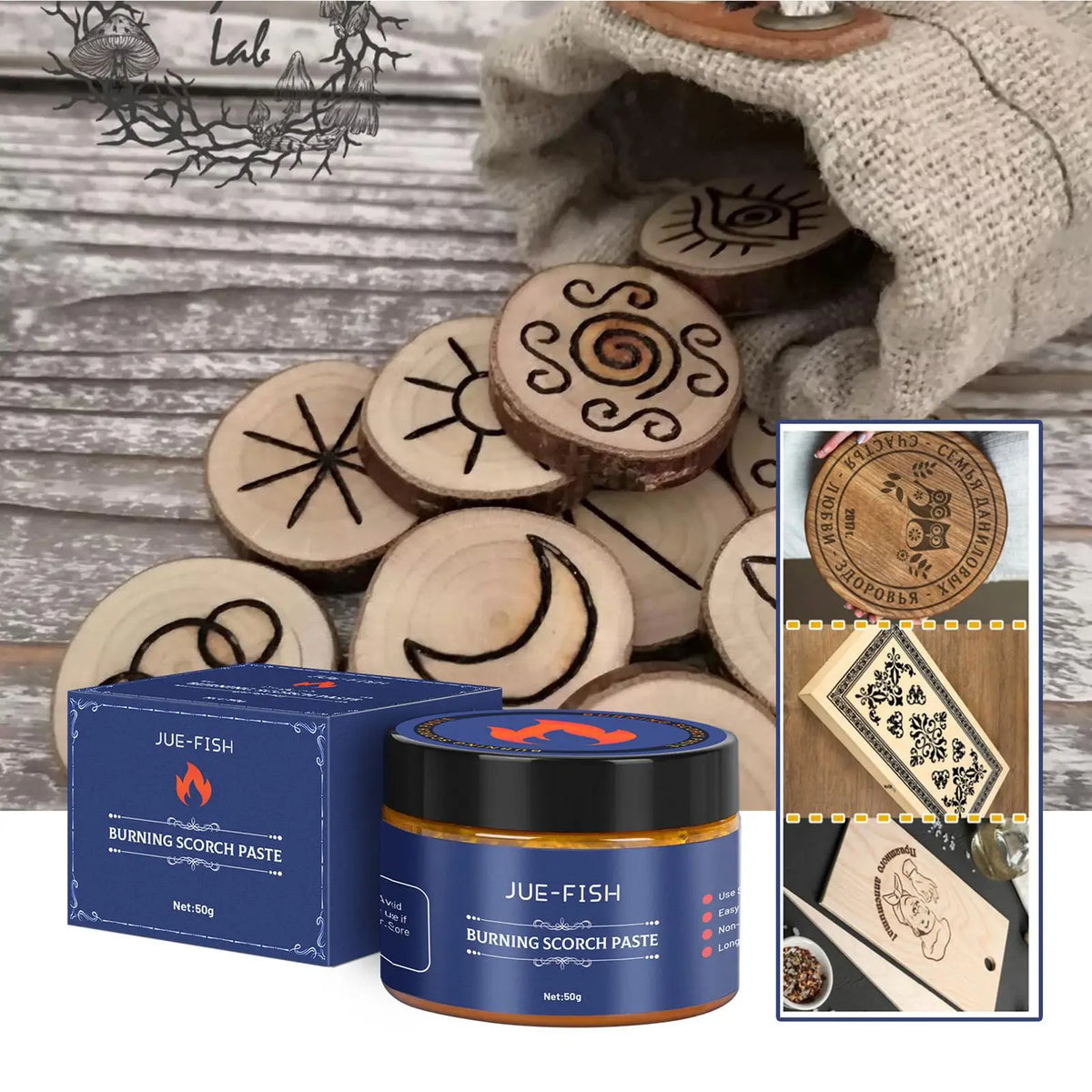 Wood Burning Paste Gel – DIY Art for Wood, Leather & Canvas Wood Burning Paste SPOT