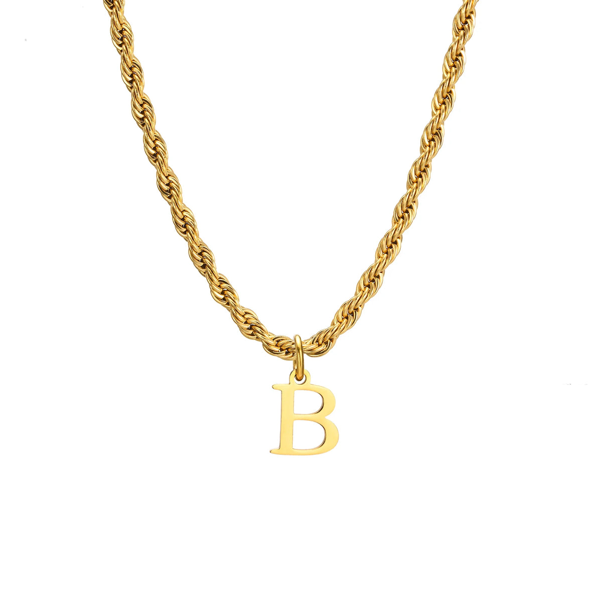Stainless Steel Initial Letter Necklace – Gold & Silver Pendant Initial Pendant Necklace SPOT B Silver Color