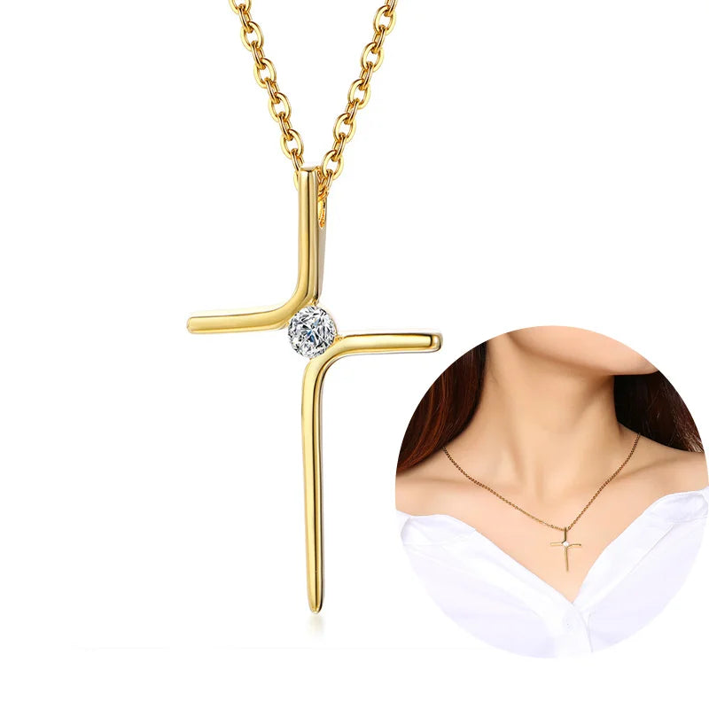 Meaeguet Cross Pendant Necklace – Stainless Steel Men & Women Cross Pendant Necklace SPOT PN1147G for women