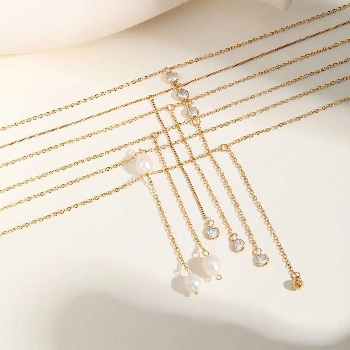Y-Shape Pearl & CZ Gold Pendant Necklace for Women Pendant Necklace SPOT