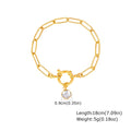 18K Gold Plated Paperclip Bracelet – Zircon Heart Charm Women Chain Link Bracelet SPOT BR-2167G01