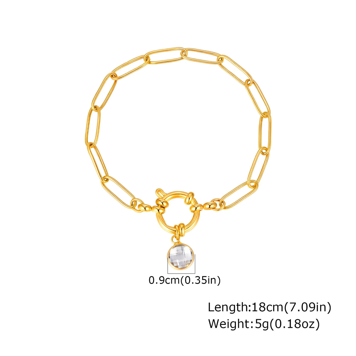 18K Gold Plated Paperclip Bracelet – Zircon Heart Charm Women Chain Link Bracelet SPOT BR-2167G01