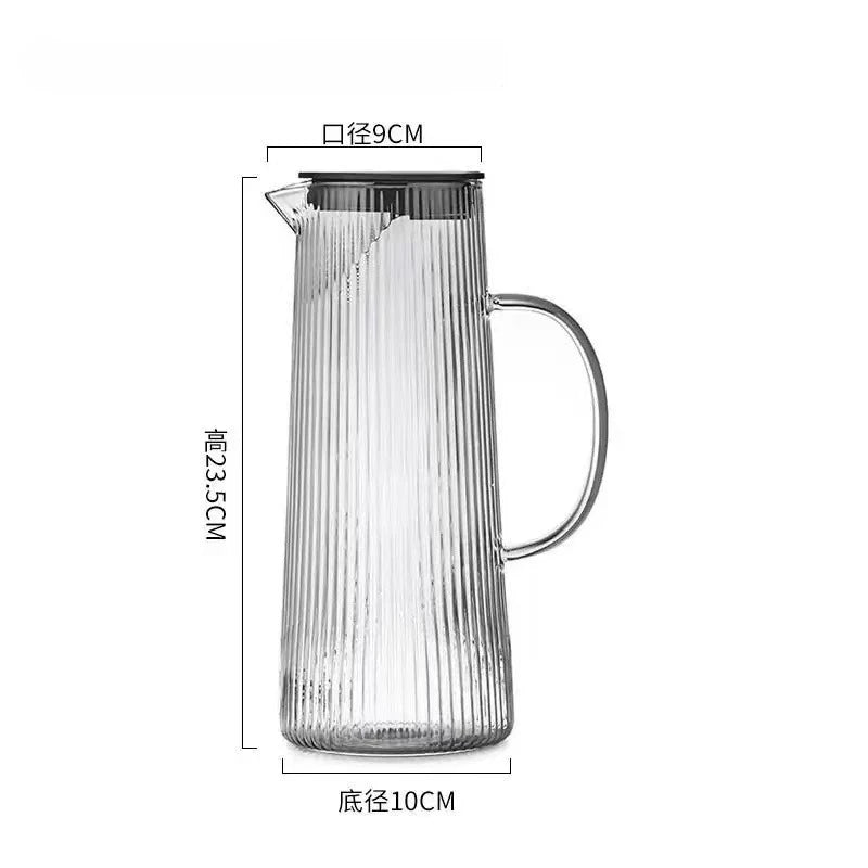 Vertical Striped Glass Pitcher with Lid – 1300ml & 400ml Glass Pitcher SPOT 1300ml-Gray