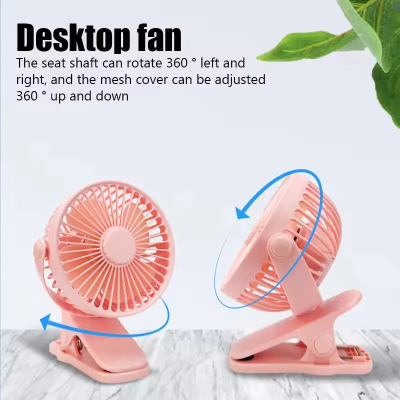 Mini Clip Fan 720° Rotation USB Rechargeable with Night Light Portable Clip Fan SPOT