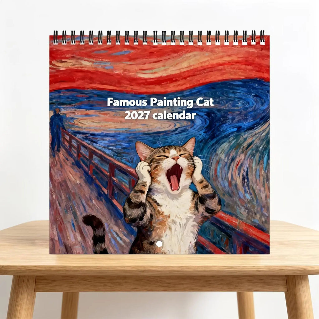 2027 Funny Cat Wall Calendar – Famous Painting Parodies Monthly Wall Calendar SPOT