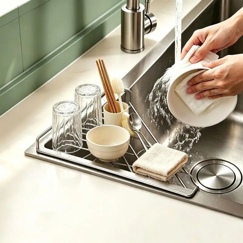 Stainless Steel Corner Sink Drain Rack – Kitchen Organizer Sink Drain Rack SPOT
