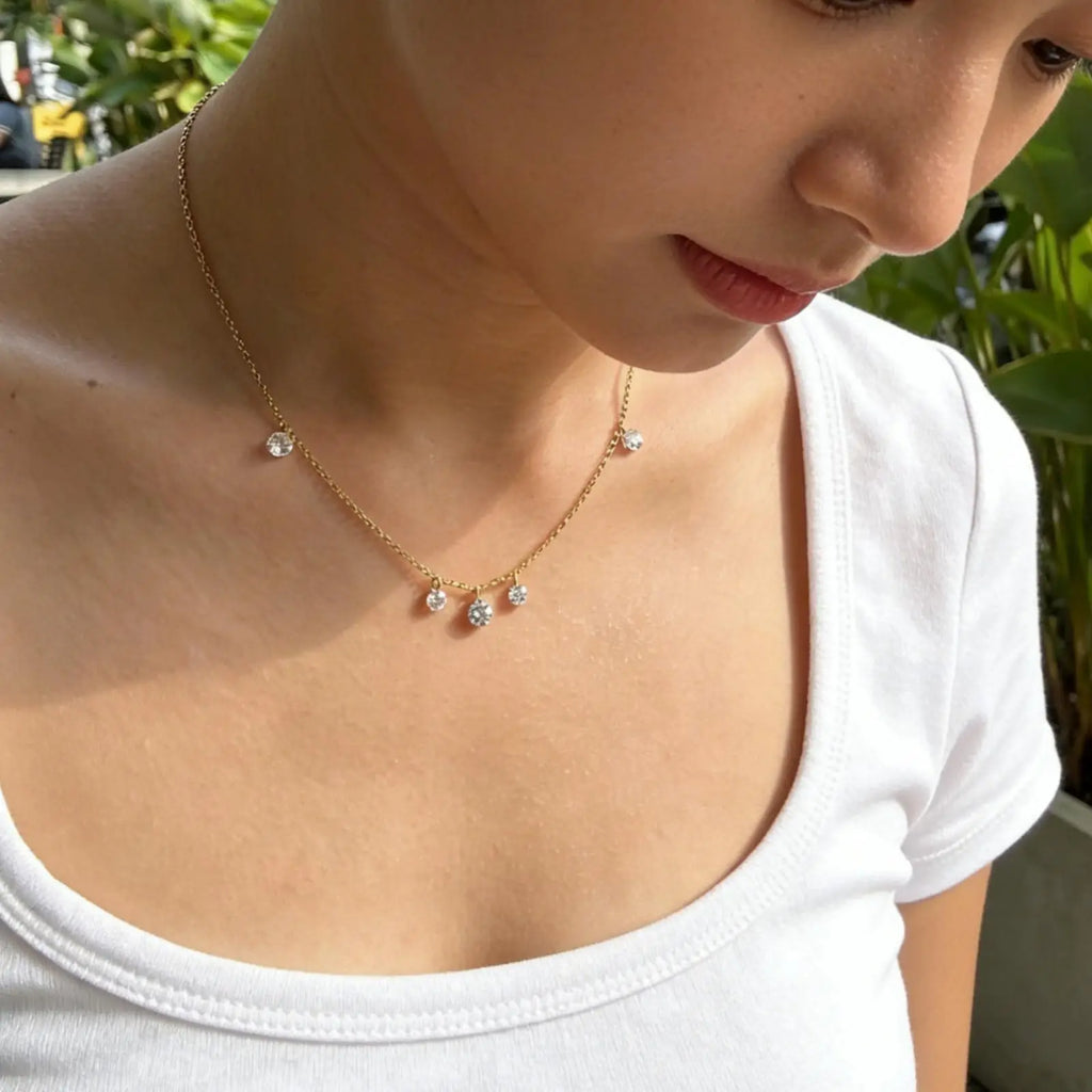Cubic Zirconia Solitaire Pendant Necklace – 18K Gold Plated Pendant Necklace SPOT