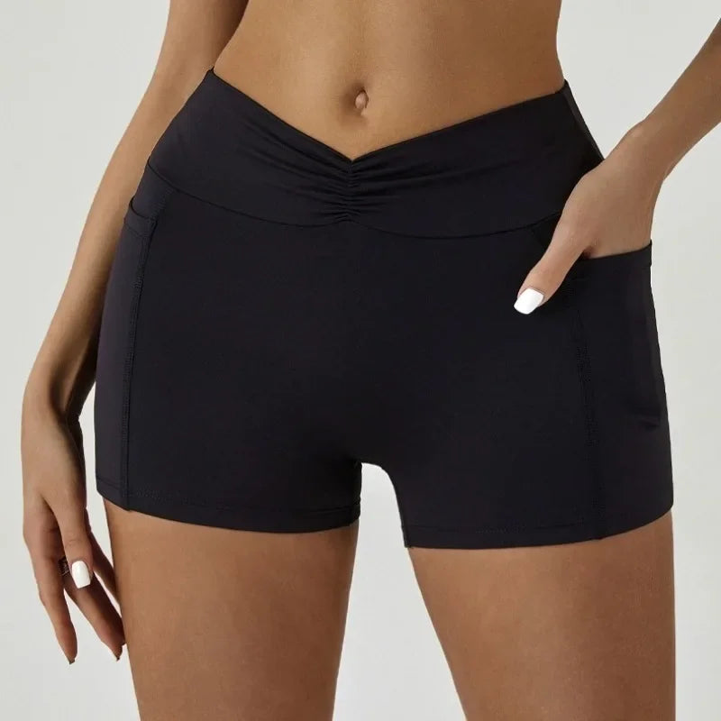 Women's High Waist Scrunch Biker Shorts with Pockets Biker Yoga Shorts SPOT