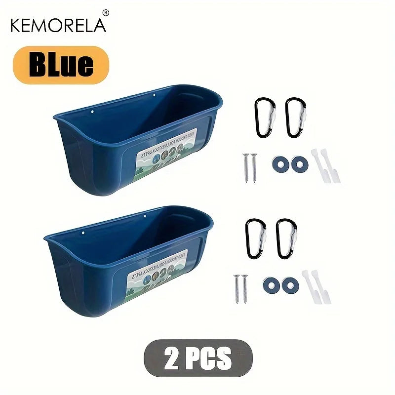 2-Pack Clip-On Fence Feeder for Chickens, Ducks & Goats Hanging Fence Feeder SPOT Blue 2PCS