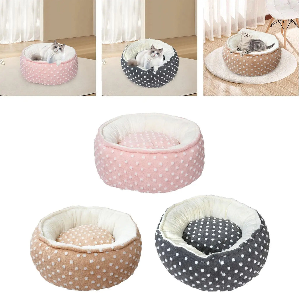 Soft Plush Round Pet Bed for Cats & Small Dogs Round Pet Bed SPOT