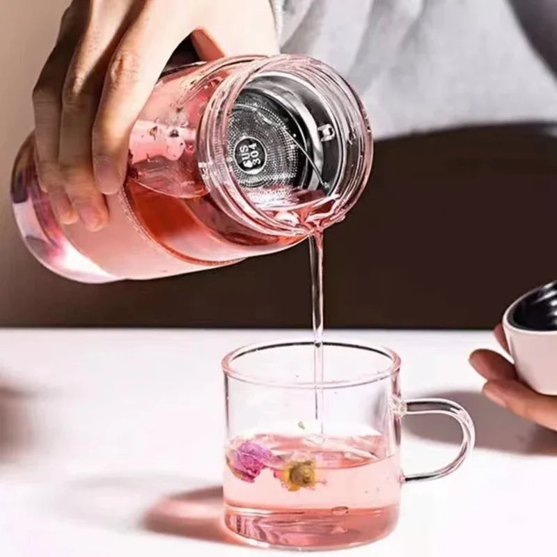 Japanese Glass Water Bottle 480ml – Tea Infuser & Sleeve Glass Water Bottle SPOT