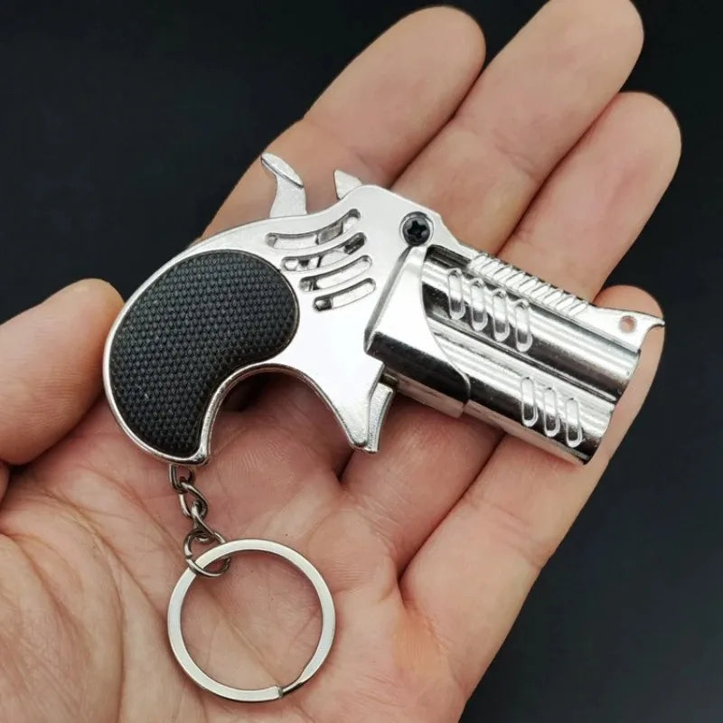 Mini Metal Rubber Band Launcher Pistol Keychain Toy Gift Novelty Keychain Toy SPOT