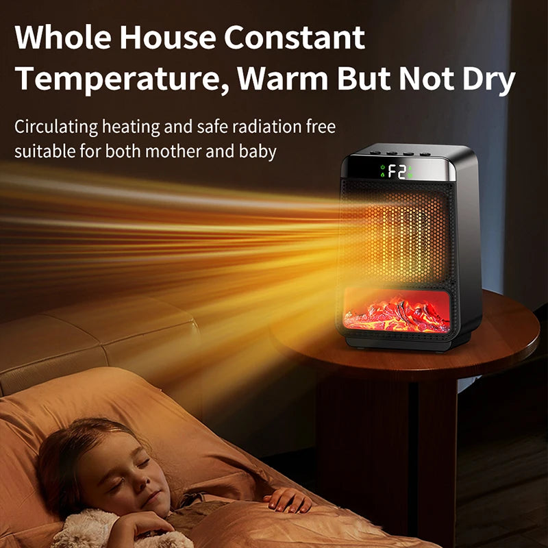 NOCCLILI PTC Electric Heater – 3D Flame, Timer & Silent Heat Electric Space Heater SPOT