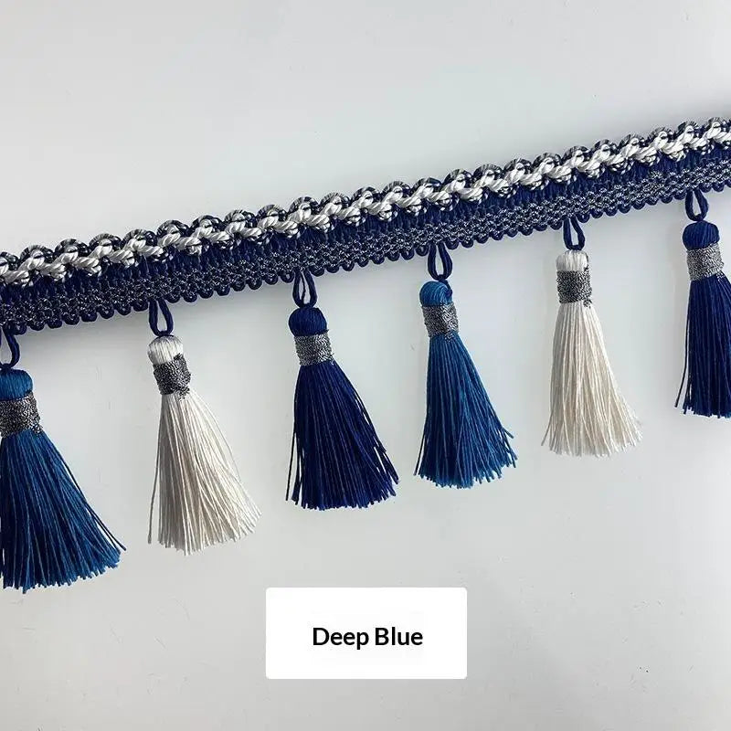 European Lace Curtain Tassels – Decorative Trim, Multi-Color Decorative Tassel Trim SPOT Dark blue 1m