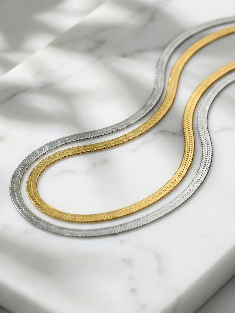 Herringbone Chain Necklace – Waterproof Stainless Steel Women Chain Necklace SPOT