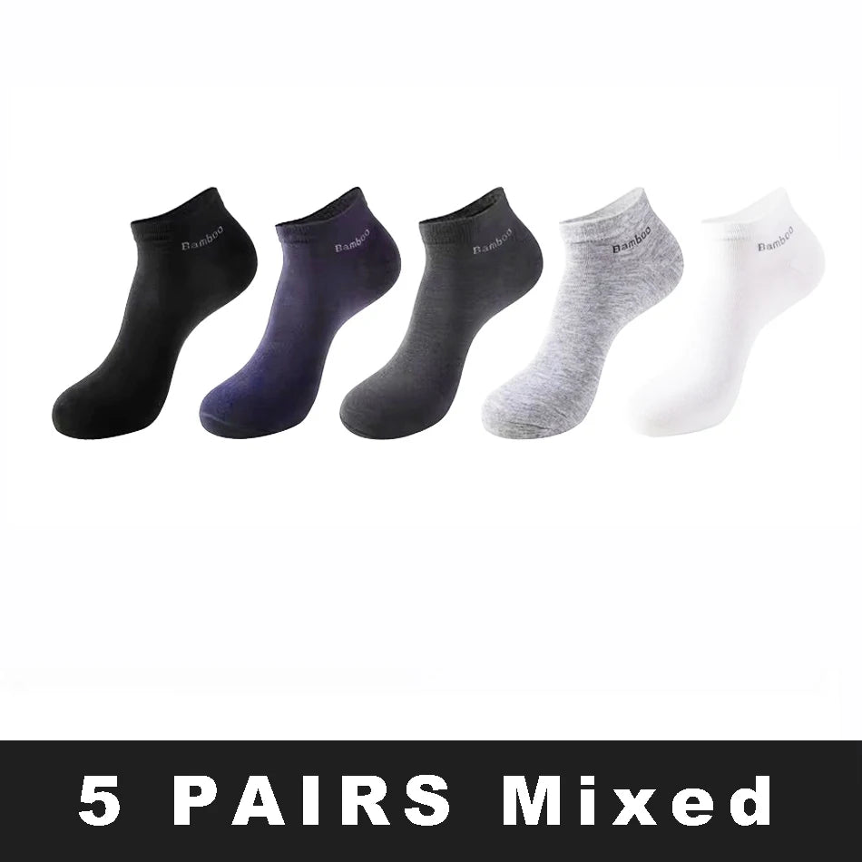 Men's Bamboo Ankle Socks 5/10/15 Pairs – Breathable, Sizes 38–45 Bamboo Ankle Socks SPOT One Size 5 Pairs mix