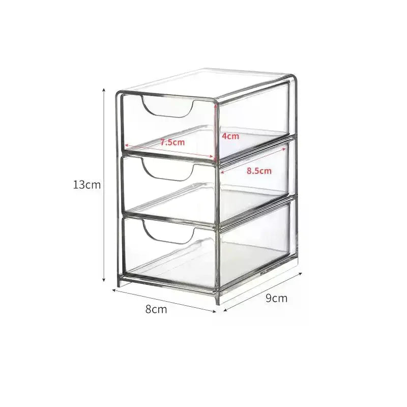 3-Tier Clear Acrylic Drawer Organizer | Desktop Storage Box Acrylic Drawer Organizer SPOT