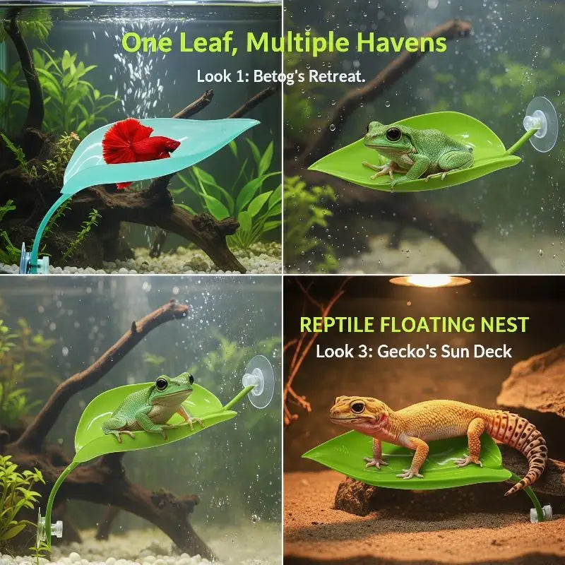 Leaf Reptile Basking Platform & Betta Fish Leaf Bed – Tank Decor Aquarium Leaf Platform SPOT