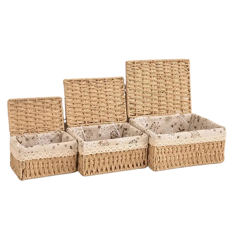 Foldable Rattan Woven Storage Basket – Desktop Organizer Box Woven Storage Basket SPOT