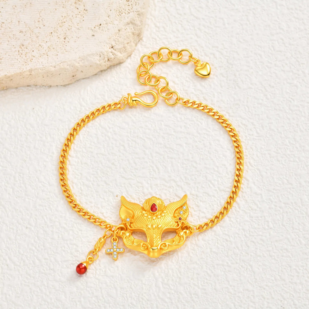 Golden Fox Mask Charm Bracelet – Fantasy Cosplay Fashion Charm Bracelet SPOT