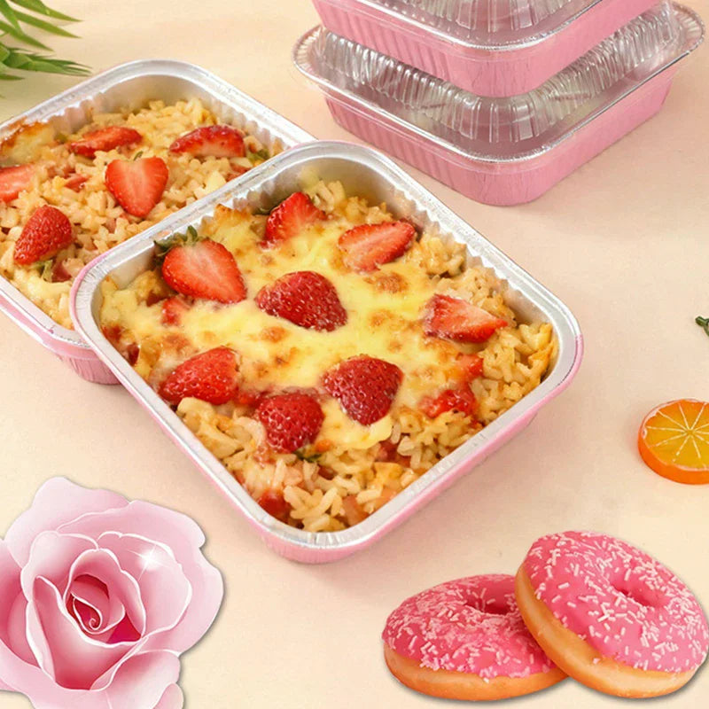 10-Set Aluminum Foil Loaf Pans with Lids & Spoons – Non-Stick Foil Baking Pan Set SPOT