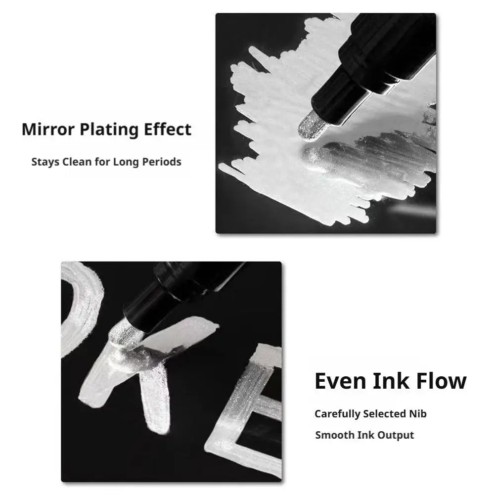 Chrome Mirror Paint Pen – Reflective Silver & Gold Marker Mirror Paint Marker SPOT
