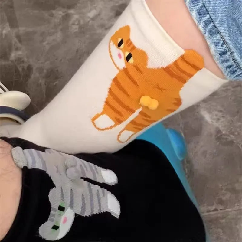 Funny 3D Cartoon Cat Mid-Tube Cotton Socks – Cute Women's Gift Novelty Cotton Socks SPOT